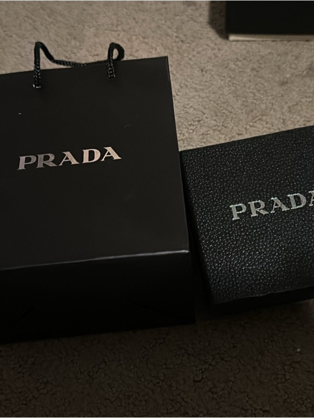 Prada Black Gift Bag and Textured Black Box
